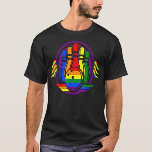 Bowling Rainbow Flag LGBTQ Cool Gay Pride Ally Equ T_Shirt