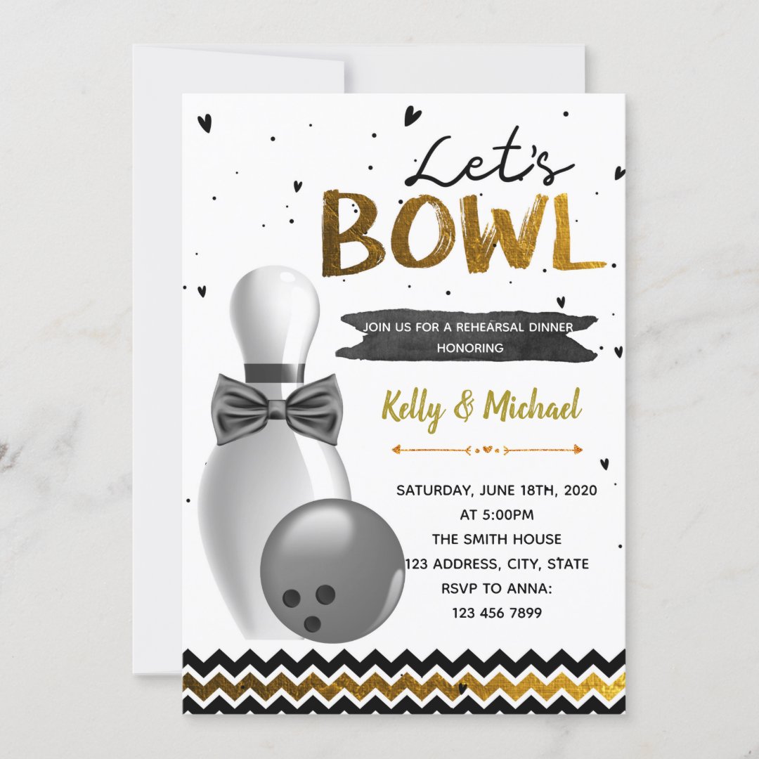 Bowling rehearsal dinner party invitation Zazzle