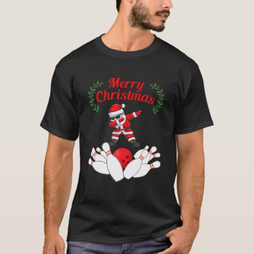 Bowling Santa Claus Christmas T_Shirt