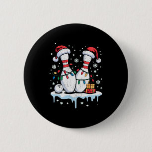 Bowling Santa Hat Funny Christmas Long Sleeve  Button