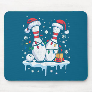 Bowling Santa Hat Funny Christmas Long Sleeve  Mouse Pad