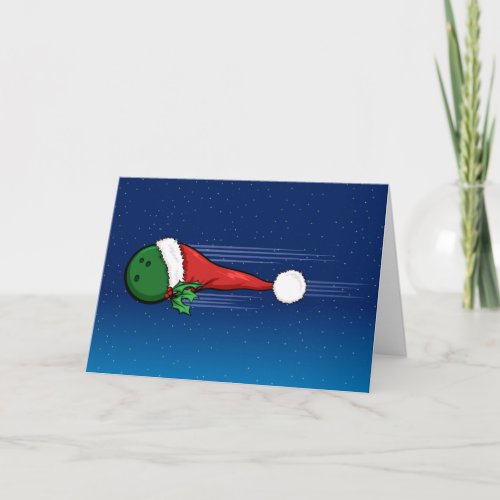 Bowling Santa Is Coming Christmas Card