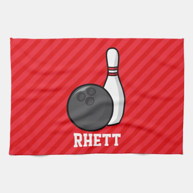 Bowling; Scarlet Red Stripes Towel (Horizontal)