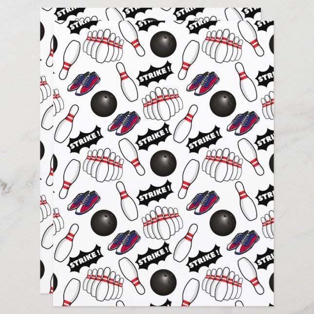 Bowling Scrapbook Paper (Front/Back)