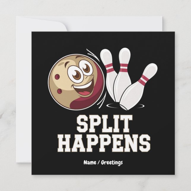 Bowling Shirt for Men & Women Funny Split Happens Invitation (Front)