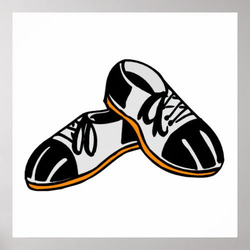 bowling shoes cartoon graphic poster