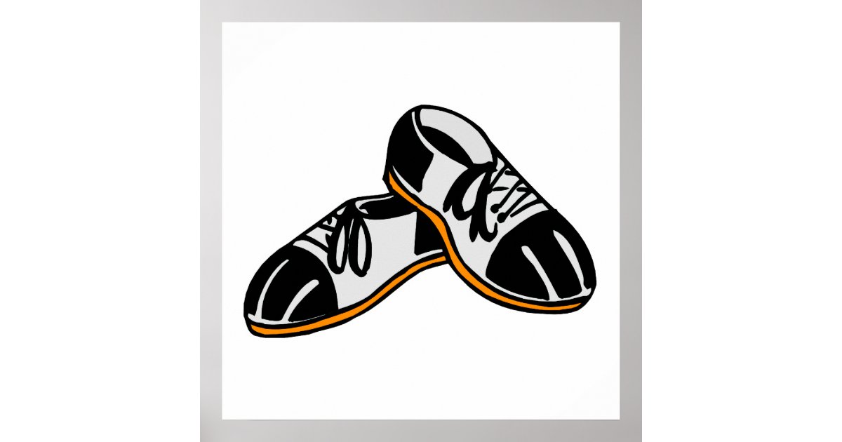 bowling shoes cartoon graphic poster | Zazzle