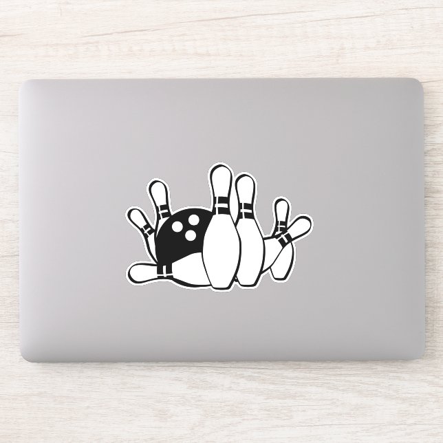 Bowling Silhouette WIth Bowling Pins and Ball Sticker (Computer)