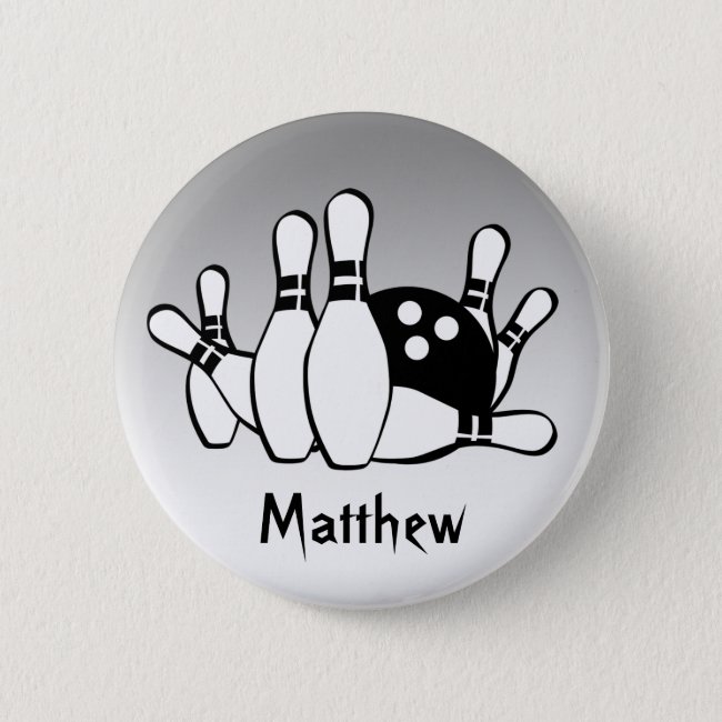 Bowling Silver and Black Button