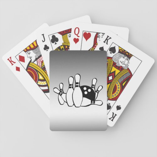 Bowling Silver and Black Sports Playing Cards