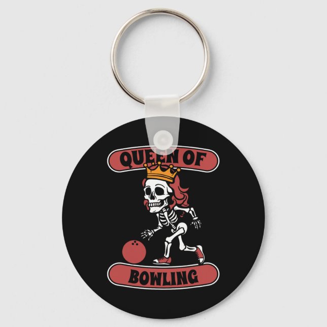 Bowling Skeleton Team League - Alley Bowler Queen  Keychain (Front)