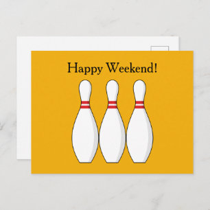 Bowling Skittle Personalize Holiday Postcard