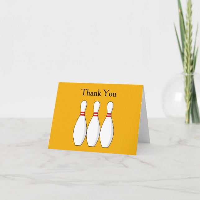 Bowling Skittle Personalize Letterpress Thank You Card (Front)