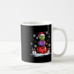 Bowling Snowman Bowling Player Santa Hat Christmas Coffee Mug