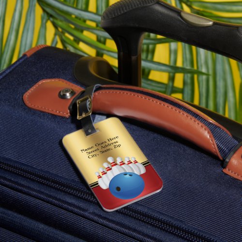 Bowling Sport Ball and Pins personalize  Luggage Tag