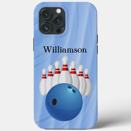 Bowling Sport Ball and Pins personalize with name iPhone 13 Pro Max Case