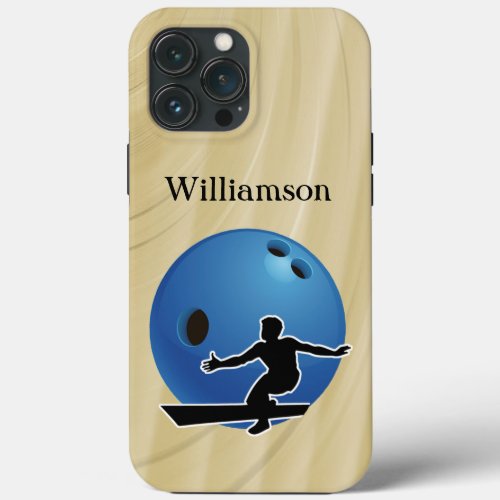 Bowling Sport Bowler and Ball personalize Name iPhone 13 Pro Max Case