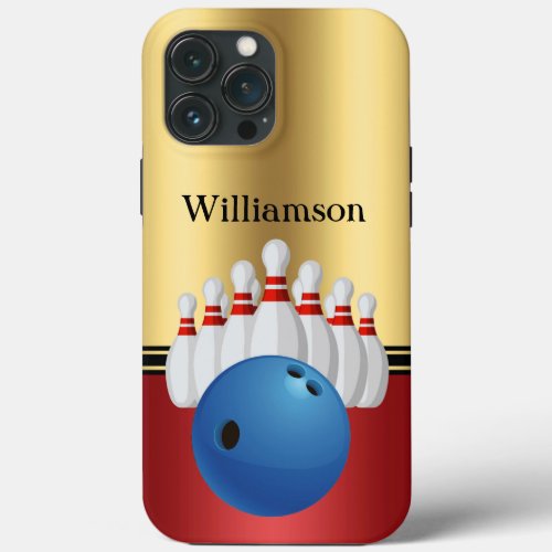 Bowling Sport Elegant Design personalize with name iPhone 13 Pro Max Case