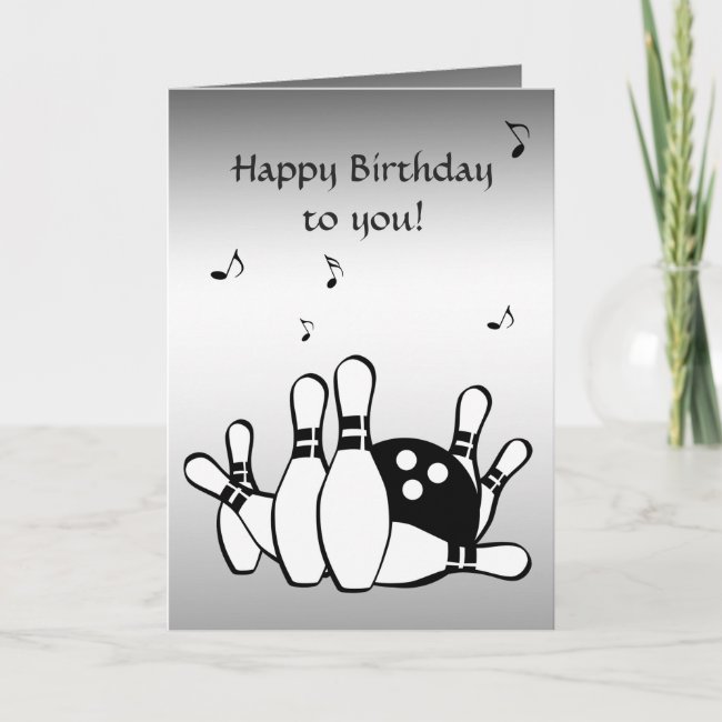 Bowling Sports Black and Silver Birthday Card