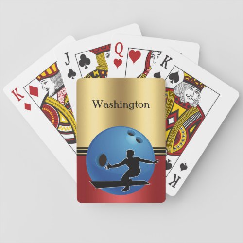 Bowling Sports Elegant personalize with name  Poker Cards