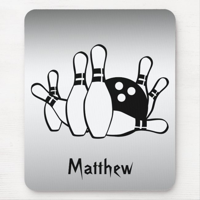 Bowling Sports Silver and Black Mousepad