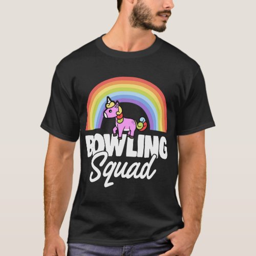 Bowling Squad Cute Rainbow Unicorn T_Shirt