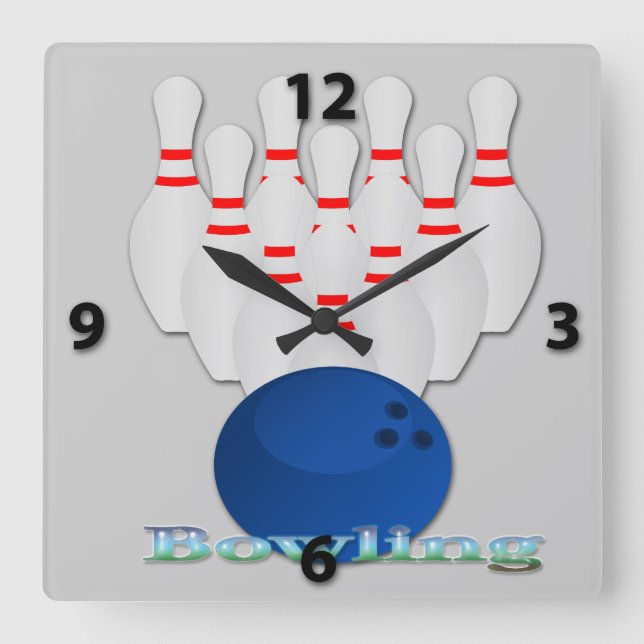 Bowling Square Wall Clock (Front)