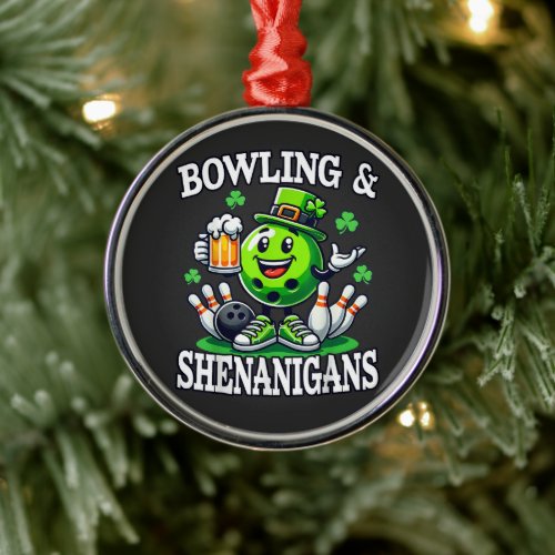 Bowling St Patrick's Day Shenanigans Metal Ornament