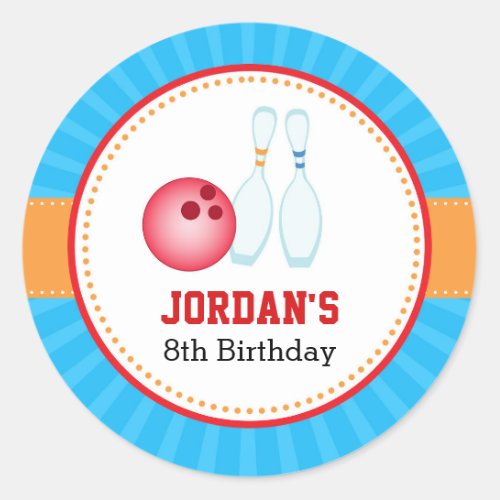 Bowling Stickers _ Boy Girl Birthday Party Favor