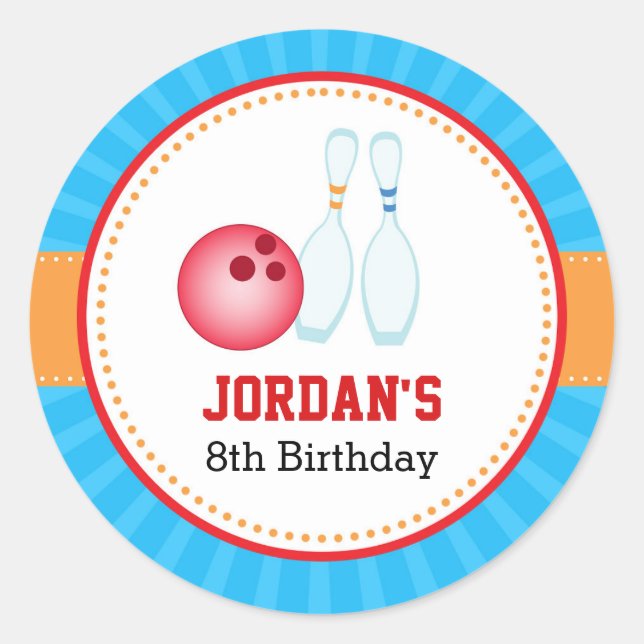 Bowling Stickers - Boy Girl Birthday Party Favor (Front)