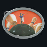 Bowling Strike Belt Buckle<br><div class="desc">Artist: Lonie Bee | Woman bowling a strike</div>