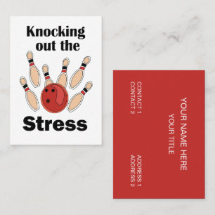 Bowling Strike Knocking Out Stress Bowler Coach Business Card