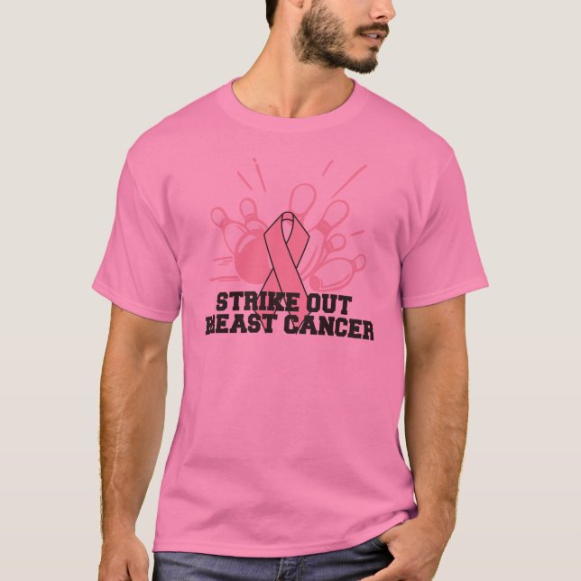 Bowling Strike Out Breast Cancer T-Shirt (Front)