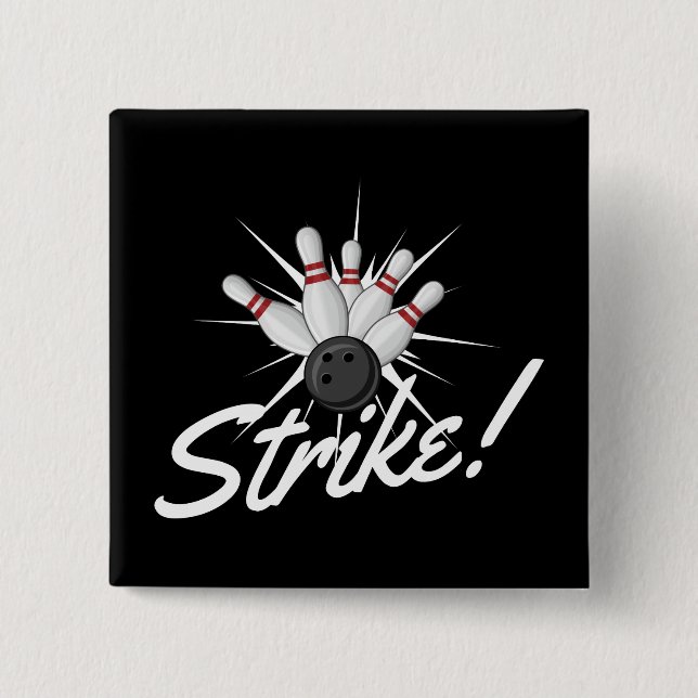bowling strike! pinback button (Front)