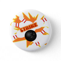 bowling strike pinback button