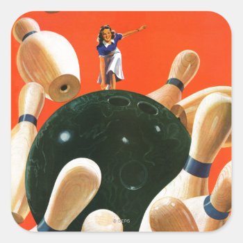 Bowling Strike Square Sticker by PostSports at Zazzle
