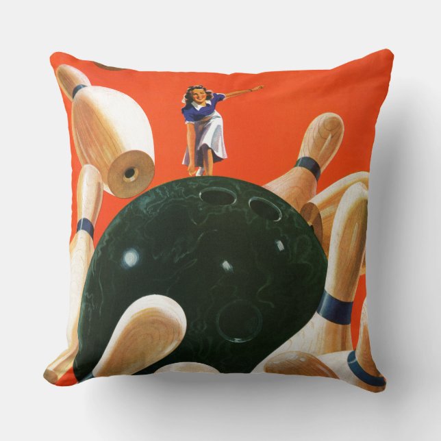 Bowling Strike Throw Pillow (Front)
