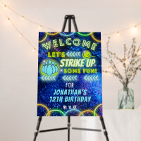 Bowling Strike Up Fun Neon Glow Birthday Welcome