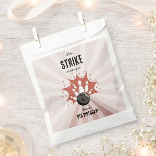 Bowling Strike Up Some Fun Birthday Rose Gold Girl Favor Bag