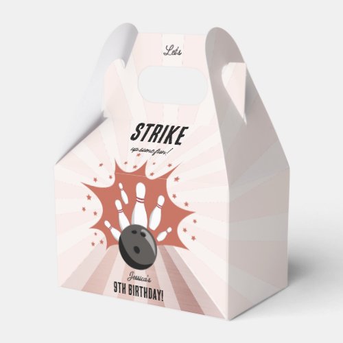 Bowling Strike Up Some Fun Birthday Rose Gold Girl Favor Boxes