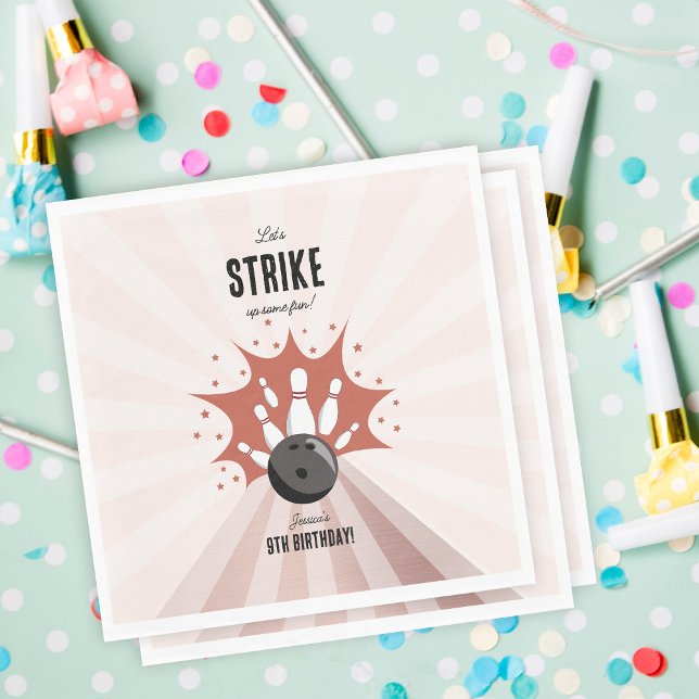 Bowling Strike Up Some Fun Birthday Rose Gold Girl Napkins (Bowling Strike Up Some Fun Birthday Rose Gold Girl Napkins)