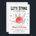 Bowling Strike Up Some Fun Kids Birthday Party Invitation<br><div class="desc">Cute Retro Watercolor Bowling Strike Up Some Fun Kids Birthday Party Invitation</div>