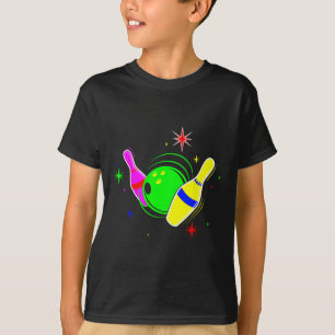 Bowling T Shirt 80s Retro Neon Sign Strike Bowling