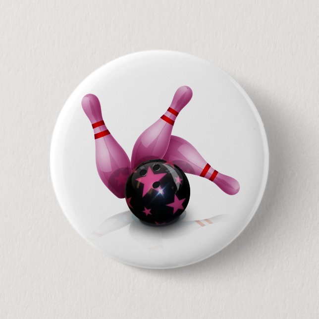 Bowling Team - Ball And Pins. Pinback Button (Front)