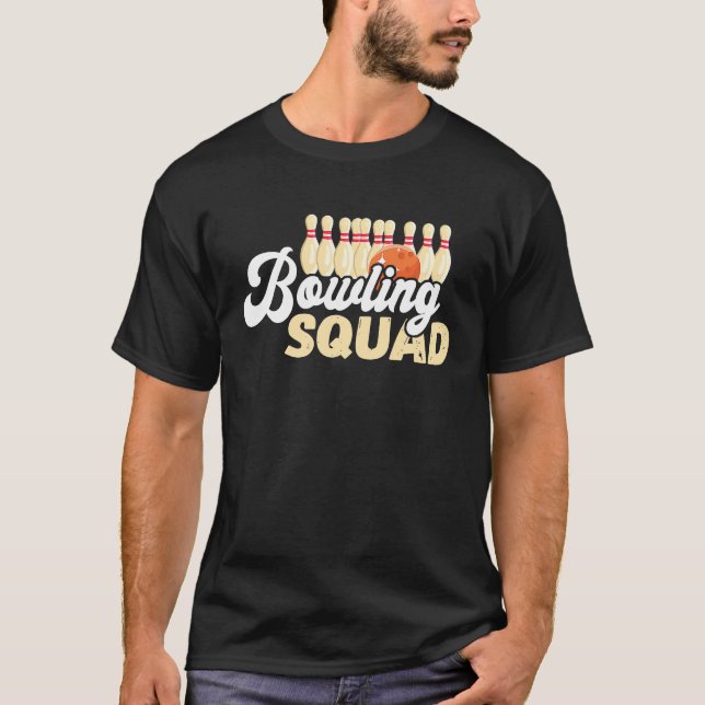 Bowling Team Bowling Squad Bowler Bowling Pin Stri T-Shirt (Front)