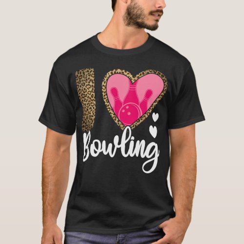 Bowling Team I Love Bowling Girl Heart T_Shirt