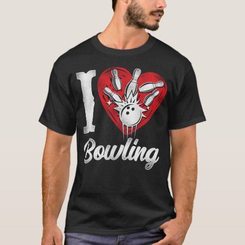 Bowling Team I Love Bowling Heart T_Shirt