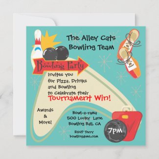 Bowling Team League Party Invitation Card