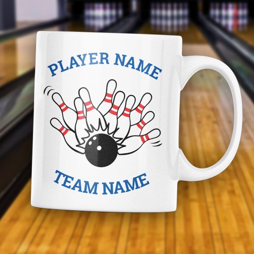 Bowling Team Mug _ Strike Logo Team  Player Name