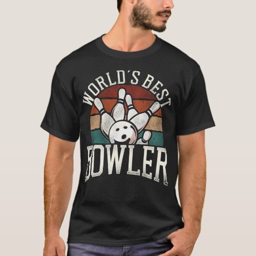Bowling Team Worlds Best Bowler Retro Vintage T_Shirt